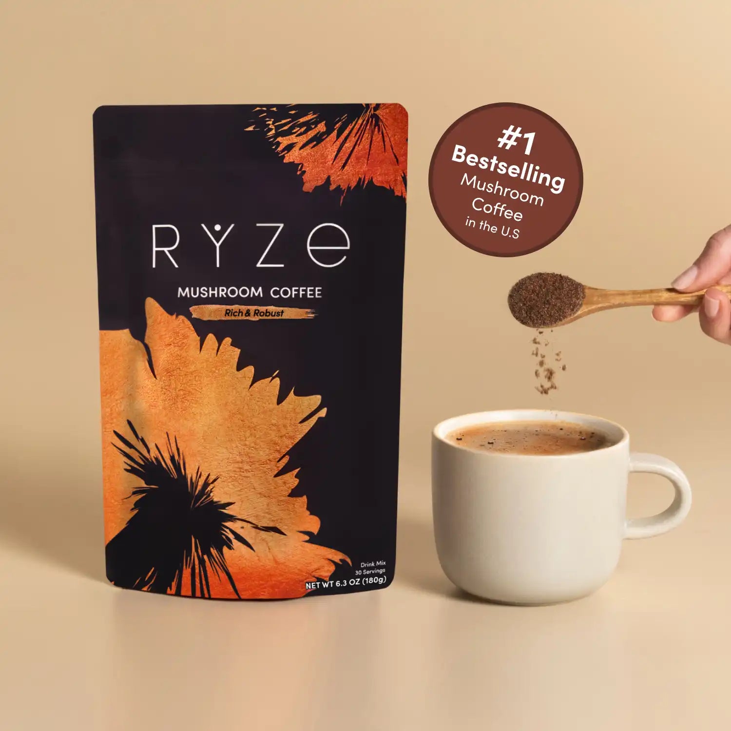 Mushroom Coffee Dark Roast (30 Servings) - Smooth Daily Sip